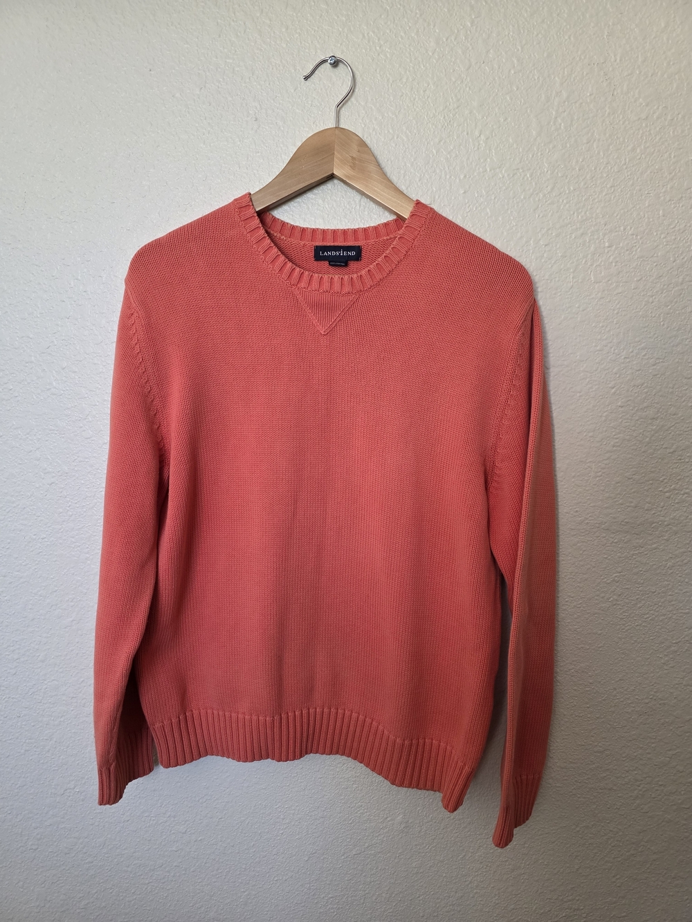 Lands' End Men’s Crewneck Sweater, Orange, M